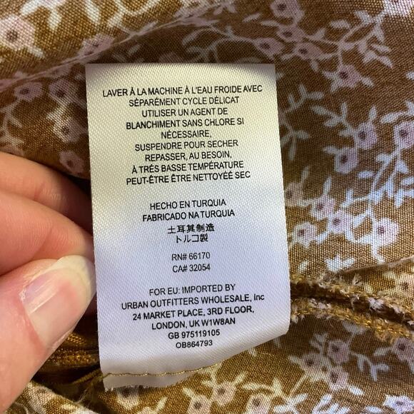 Free People Clara Tunic Mini Dress Neutral Tan Floral Bohemain Wrap Size M - Picture 8 of 10